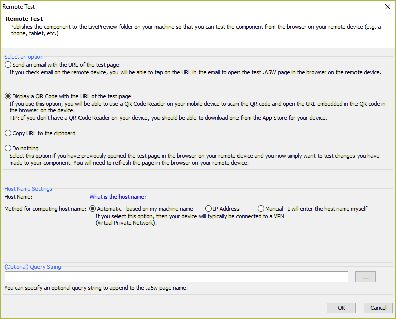Remote Test Dialog